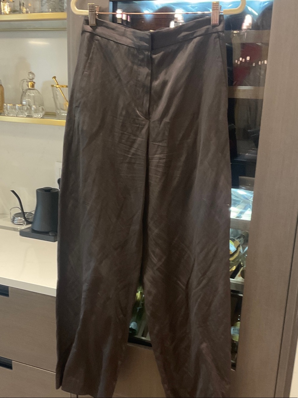 Massimo Dutti Brown Wide-Leg Trousers